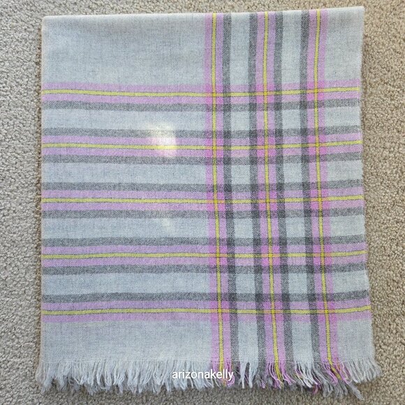 J. Crew Accessories - J. Crew Lightweight Wool Grey & Lavender Scarf *TINY TREATED HOLE*
